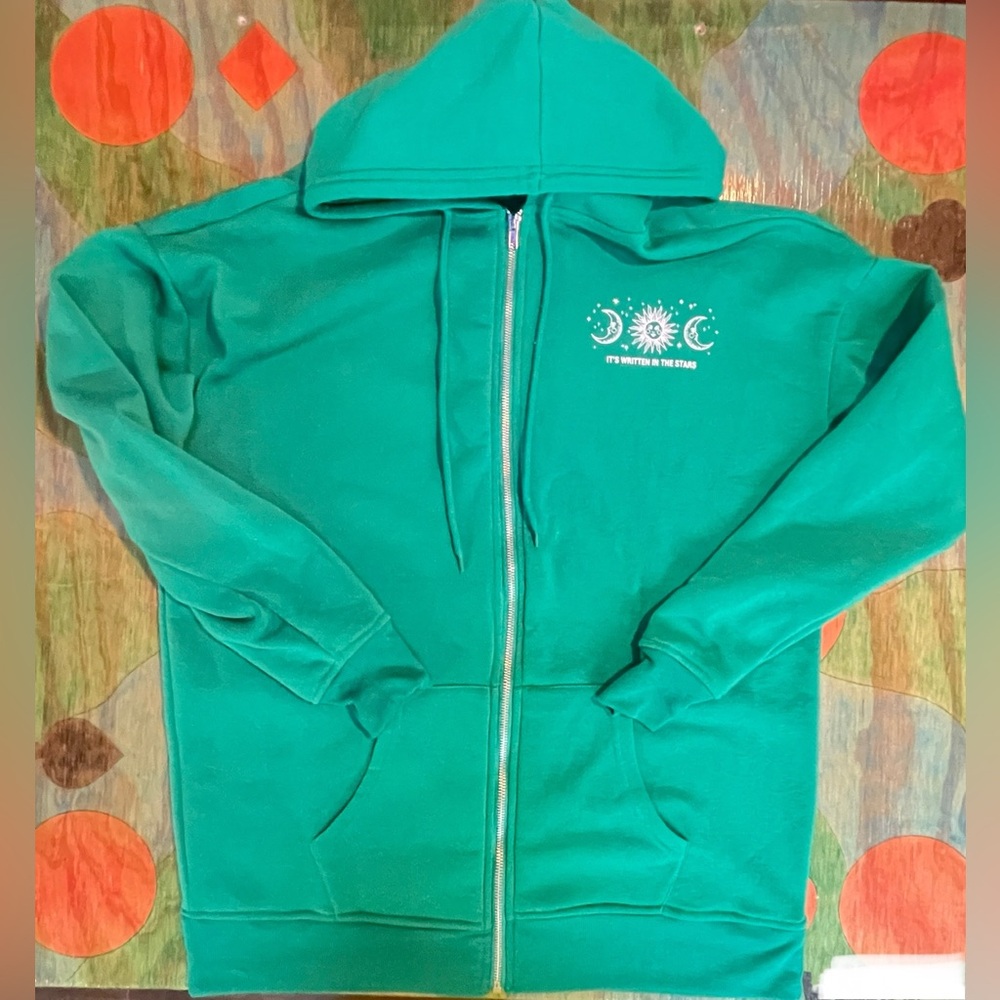 Birch and Stone Hoodie Full Zip Unisex Green Medium It’s Written In The Stars